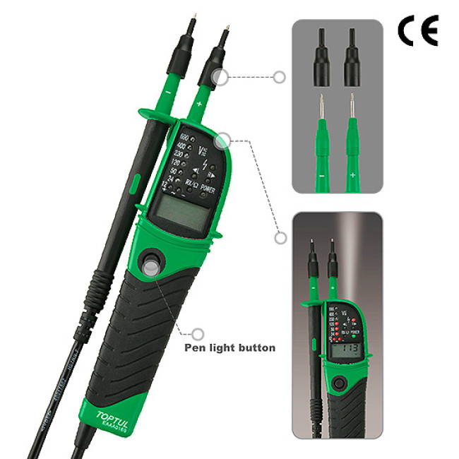 Тестер напруги мультифункціональний з цифровим дисплеєм 12 ~ 690V AC / DC TOPTUL EAAA0169
