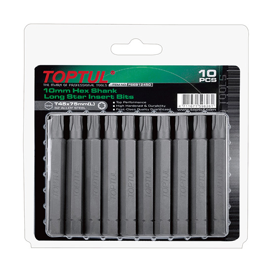 Набор бит 10мм L75мм T40 10ед. на блистере TOPTUL FSEB1240G