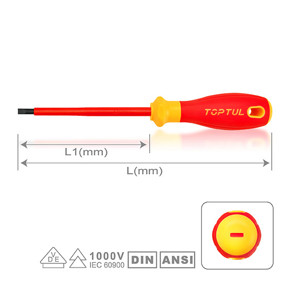 Викрутка шліцьова 5.5 x 125мм ізольована (1000V) VDE Pro-Plus Series TOPTUL FAEF5E13V4