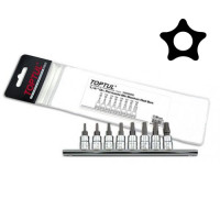 Набор бит пятигранных впрессованных в головку 1/2" TORX T20-T55 с отверстием 8ед. TOPTUL GAAG0806