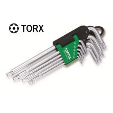 Набір Г-обр. ключів TORX T10-T50 9шт. довгих з отвором TOPTUL GAAL0919
