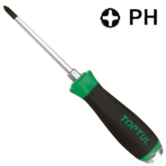Отвертка крестовая PH2 x 100мм (с шестигранником ударная) TOPTUL FBGB0210