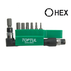 Набір біт 1/4" HEX 2-8мм + Гобр.перех. 8шт. TOPTUL GAAL0803