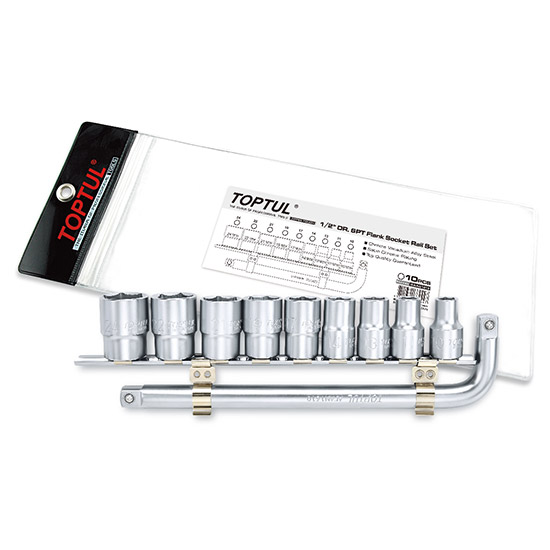 Набор головок 1/2" 10-24мм на планке + Г-обр. вороток TOPTUL GAAG1010