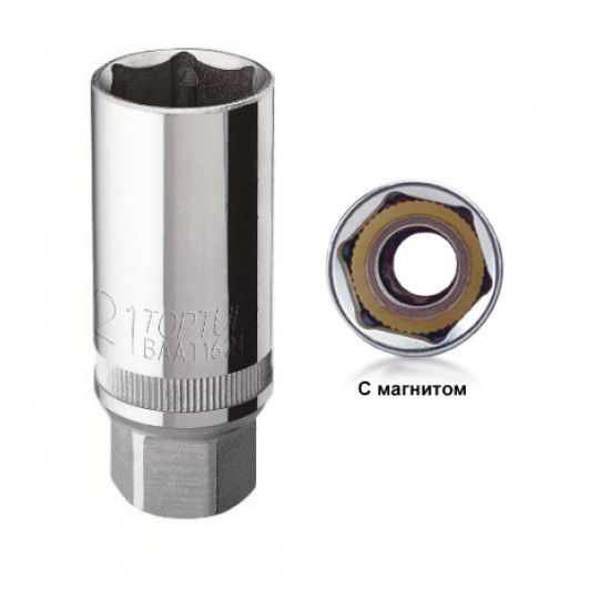 Свечная головка 21мм 1/2" магнитная TOPTUL BAAT1621