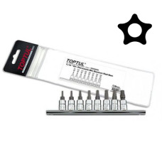 Набор бит пятигранных впрессованных в головку 1/4" TORX T8-T40 с отверстием 8ед. TOPTUL GAAG0805