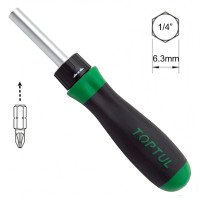 Трещоточная отвертка-битодержатель 1/4" с магнитом TOPTUL FTEA0806 Трещоточная отвертка-битодержатель 1/4" с магнитом TOPTUL FTEA0806