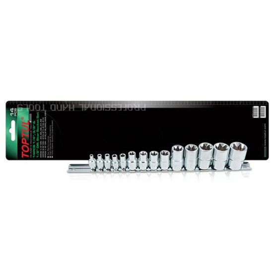 Набір головок TORX 1/4" -1/2" E4-E24 14шт. (Зірка Давида) TOPTUL GAAR1402