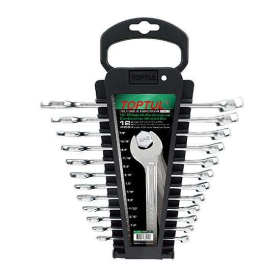 Набор ключей комбинированных дюймовых 12 шт. 1/4"-7/8" на холдере TOPTUL GBAC1201