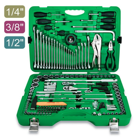 Набор инструмента комбинированный 1/4" 3/8" 1/2" 144ед. TOPTUL GCAI144R
