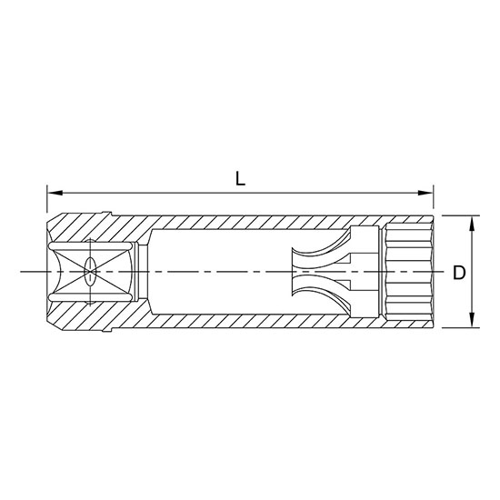 Свечная головка 14мм 3/8" 12 гр. с пружинным фиксатором TOPTUL BAAX1214