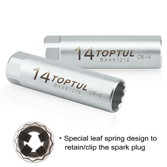 Свечная головка 14мм 3/8" 12 гр. с пружинным фиксатором TOPTUL BAAX1214