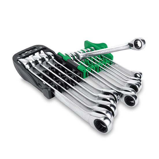 Набор ключей комбинированных с трещоткой реверсивных 8-19мм 10 ед TOPTUL GSAQ1001