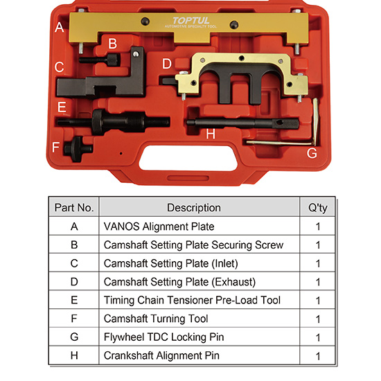 Набор фиксаторов распредвала BMW 8ед. TOPTUL JGAI0803