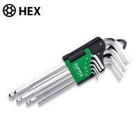 Набор шестигранников длинных с шаром 9ед. 1,5-10мм TOPTUL GAAL0916 Набор шестигранников длинных с шаром 9ед. 1,5-10мм TOPTUL GAAL0916