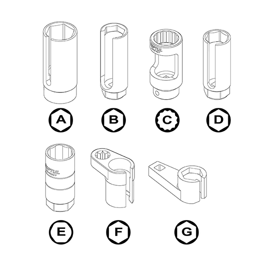 Набор спецголовок 7 ед. TOPTUL JGAI0701