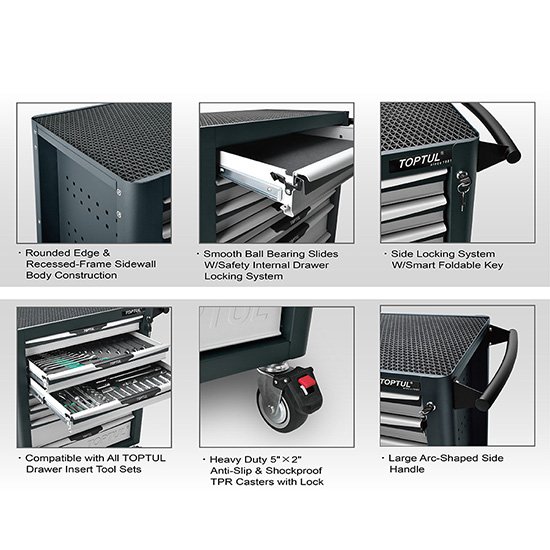 Тележка для инструмента (Pro-Plus) 7 секций (зеленая) TOPTUL TCAM0701