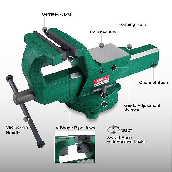 Тиски слесарные поворотные 4" кованые TOPTUL DJAD0104