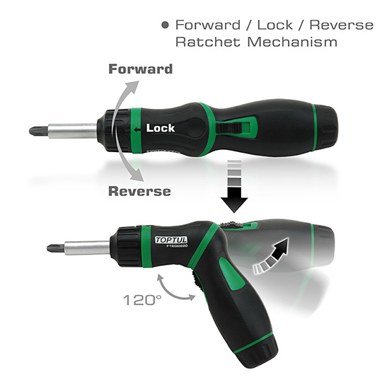 Набор головок торцевых и бит 1/4" с трещоточной отверткой пистолетного типа TOPTUL GAAI5401