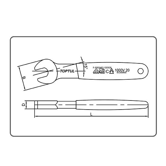 Ключ рожковый односторонний 21мм 1000V VDE TOPTUL AAAT2121V4