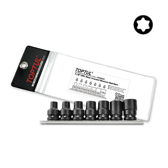 Набір головок ударних TORX 1/2" E10-E24 7од. (зірка Давида) TOPTUL GDAG0701