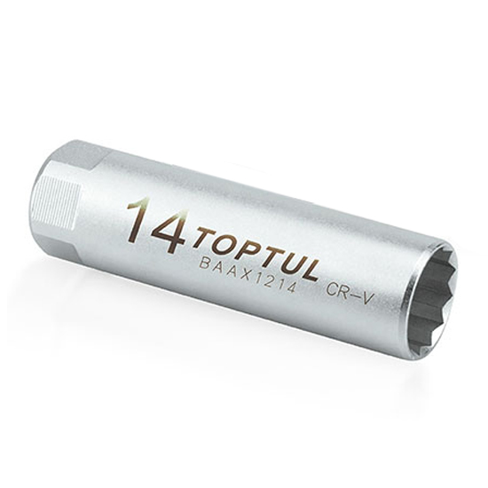 Свечная головка 14мм 3/8" 12 гр. с пружинным фиксатором TOPTUL BAAX1214