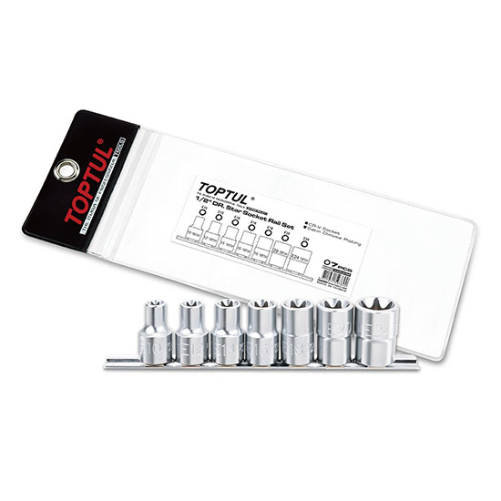 Набір головок TORX 1/2" E10-E24 7шт. (Зірка Давида) TOPTUL GAAG0704