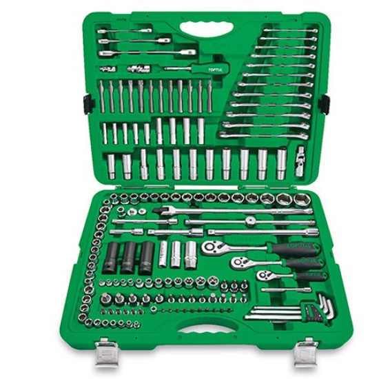 Набор инструмента комбинированный 1/4" 3/8" 1/2" 163ед. TOPTUL GCAI163R