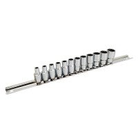 Набор головок 12-гранных 1/4" 12ед. 4~13мм (на планке) TOPTUL GAAQ0801U-12 Набор головок 12-гранных 1/4" 12ед. 4~13мм (на планке) TOPTUL GAAQ0801U-12