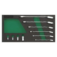 Набор ключей комбинированных с трещоткой 8-19мм + переходники 10ед. (в ложементе, тип А) TOPTUL GVA1017