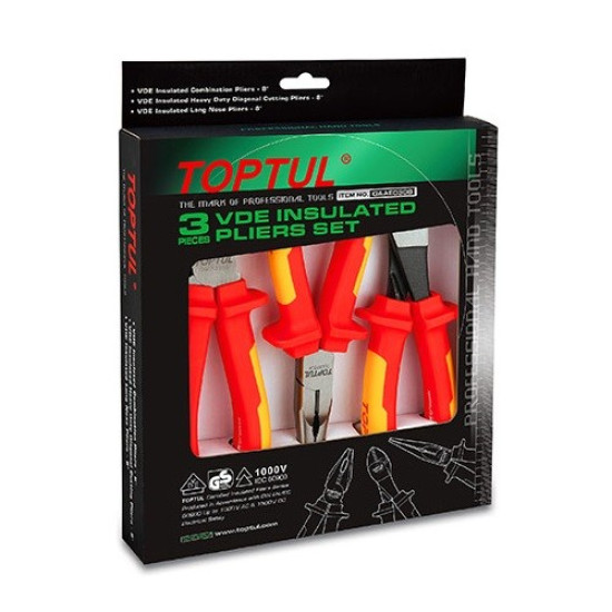 Набор пассатижей диэлектрических 3ед. 1000V VDE TOPTUL GAAE0308