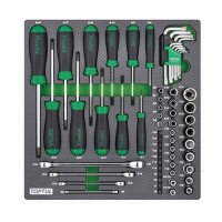 Набор инструмента комбинированный 61ед. (в ложементе) TOPTUL GEC6102