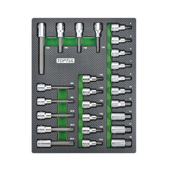 Набор бит впресованных в головку 1/2" 25ед. (в ложементе) TOPTUL GEB2501