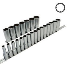Набор головок длинных 12-гранных 1/2" 23ед. (на планке) TOPTUL GAAQ1623U-12