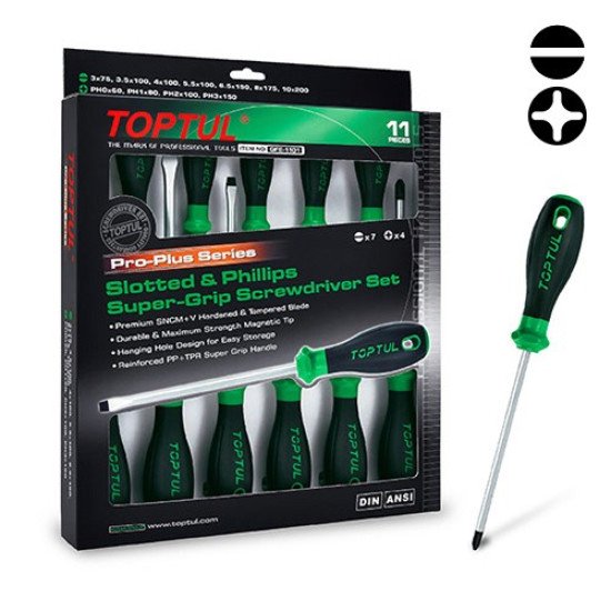 Набір викруток 11 шт. PRO-PLUS SERIES TOPTUL GFE-1101