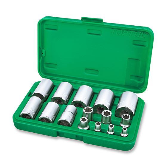 Набор головок Torx Plus EP 1/4", 3/8", 1/2" EP6-EP32 15ед. TOPTUL GAAI1501