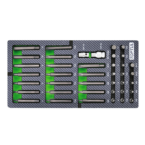 Набор бит 10мм HEX,TORX,SPLINE 40ед. (в ложементе, тип А) TOPTUL GEA0401