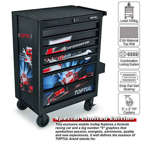 Тележка для инструмента 7 секций Special Limited Edition-BLACK TOPTUL TCAQ0707