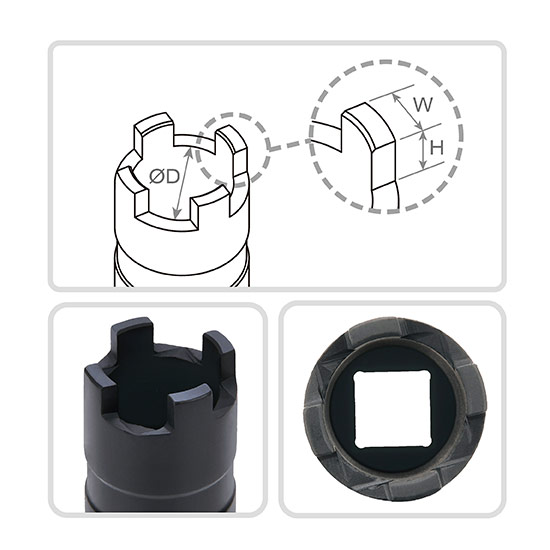 Головка 1/2" для клапана дизельной форсунки MAN, Mercedes-Benz, Scania TOPTUL JDEF1629
