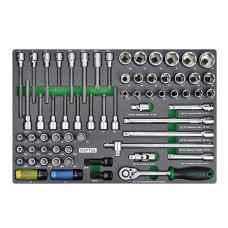 Набор инструмента 1/2" 65ед (в ложементе, тип D) TOPTUL GED6504