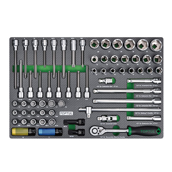 Набор инструмента 1/2" 65ед (в ложементе, тип D) TOPTUL GED6504