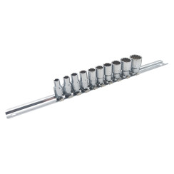 Набор ДЮЙМОВЫХ головок 12-гранных 1/4" 10ед. (на планке) TOPTUL GAAQ0810D-12
