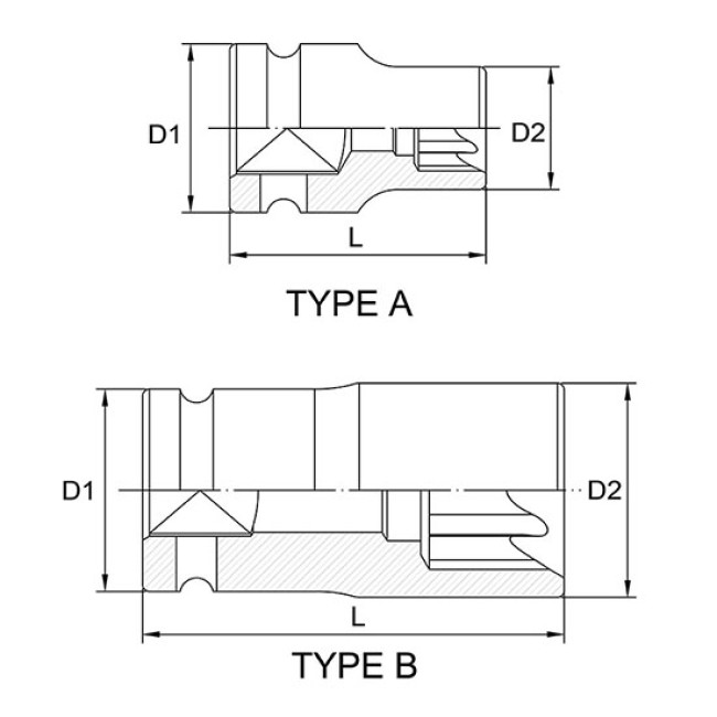 Головка торцева ударна 1/2" E18 TOPTUL KABK1618