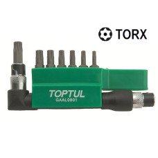 Набір біт 1/4" TORX T10H-T40H + Гобр.перех. 8шт. TOPTUL GAAL0801