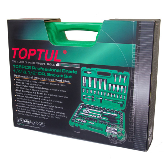Набор инструмента 108 ед. (12-ти гранные головки) TOPTUL GCAI108R1