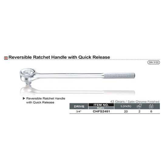 Трещотка 3/4" 43 зубца 500 мм TOPTUL CHFS2451