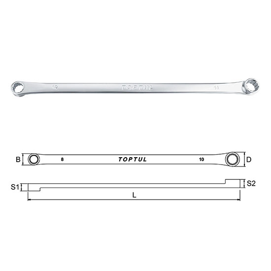 Ключ накидной 17х19мм прямой супердлинный усиленный TOPTUL AAAP1719