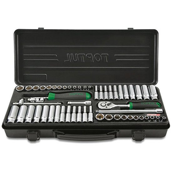 Набор инструмента 1/4" (дюймовые+метрические головы) 54 ед. TOPTUL GBA54400