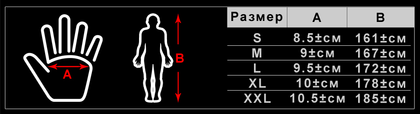 Таблица размеров перчаток 